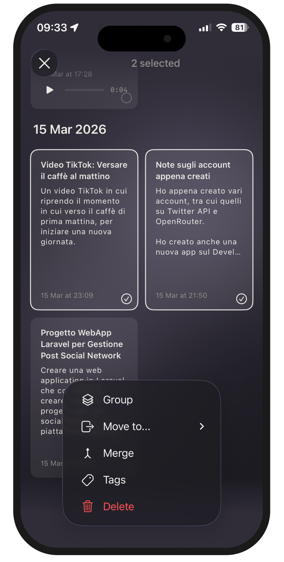 Noisy Mind organize and merge